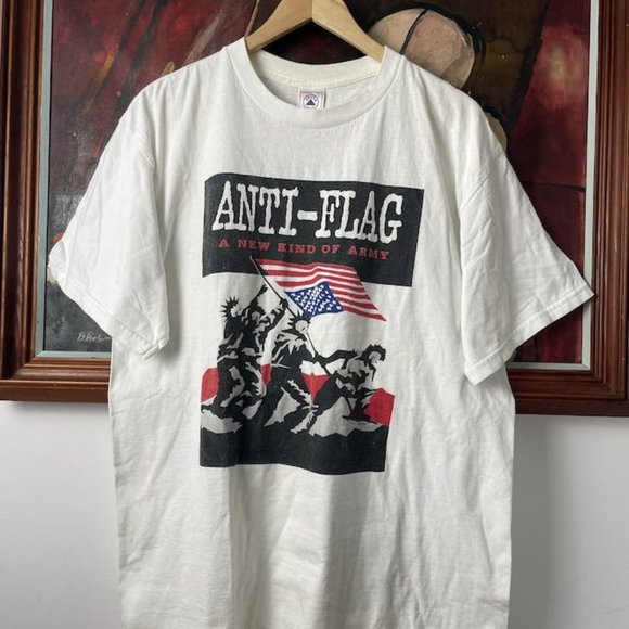 90s Vintage Punk Band Tee Anti Flag a New Kind Of Army Rare - Picture 1 of 1